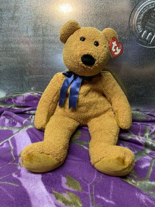 RETIRED COLLECTIBLE PLUSH TOY TY BUDDY BEANIE BABY LARGE FUZZ THE BEAR 2
