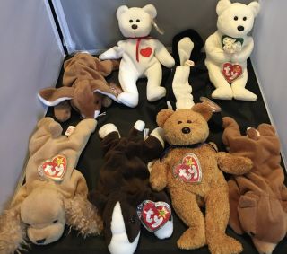 Ty Beanie Baby “valentino” Bear 1994 Brown Nose.  1993 Tush Tag Errors,  More