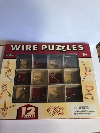 12 Wire Puzzles Brain Teaser Mind Game Toy Steel Metal Iq Test Magic Trick Box