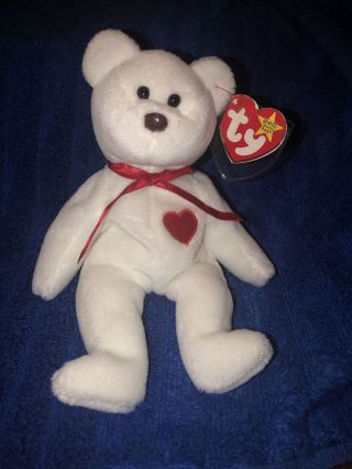 Valentino The Bear Beanie Baby.  Pvc Pellets.  Brown Nose.  Rare