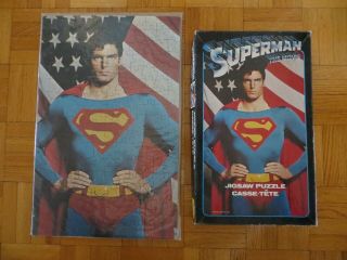 1978 Superman With Flag The Movie Jigsaw Puzzle Dc Comics Complete