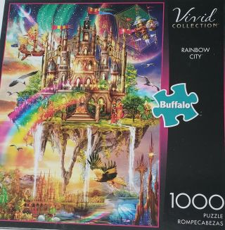 Vivid Rainbow City 1000 Pc Puzzle Castle Fairy Tale Land Fantasy