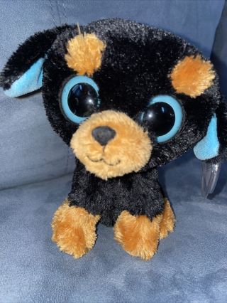 Nwmt 6 " Ty Beanie Boo Tuffy The Rotweiler Uk Tags Solid Eyes Rare Htf