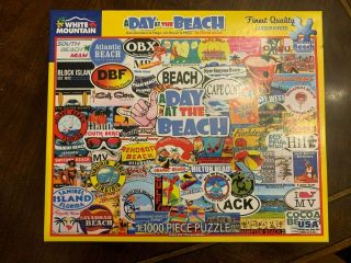 White Mountain A Day At The Beach Collage 1000 Piece Jigsaw Puzzle By C.  Girard