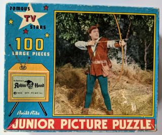 Vintage Built - Rite Junior Picture 1956 100 Piece Puzzle Robin Hood None Missing