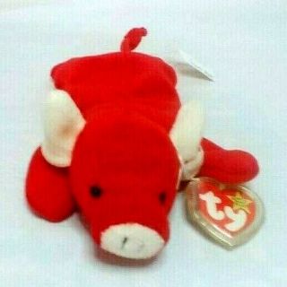 Ty Beanie Baby Tabasco The Bull 1995 With Tag Protector.  Pvc Pellets