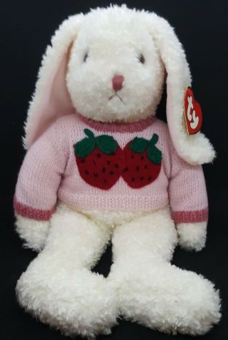 Vtg Retired Ty Curly Plush Wht Rabbit Classic Bunny 18” Large Beanie 1991 W/tags