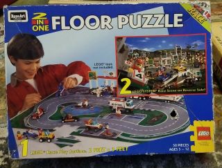 Vintage 1996 Rose Art Industries 08099 Lego 2 - In - 1 Race Floor Puzzle