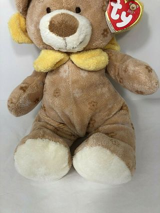 Ty Pluffies Baby Blossom - 2004 Tan Bear Yellow Flowers Love To Baby Plush 3