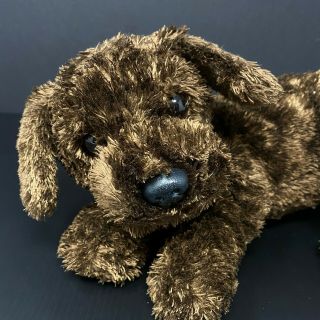 TY Nuzzle Plush Dark Brown Puppy Dog 12 