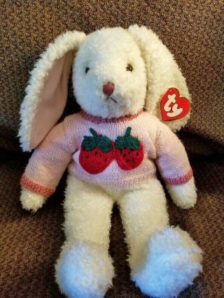 Vintage Ty Classic Curly Bunny Plush 18” Beanie With Tags 1991
