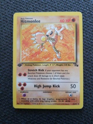 Hitmonlee Rare Pokemon Card 1st Edition Fossil Series 22/62