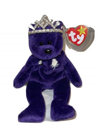 1997 Ty Beanie Baby Princess Diana Bear With Tiara & Necklace 4300