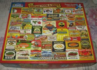 Vintage Food & Drink Jigsaw Puzzle 1000pc White Mountain 24 X 30 Complete