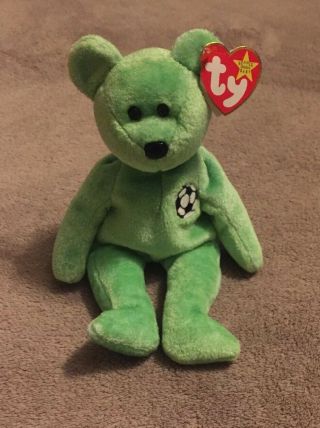 Ty Beanie Baby Very Rare Kicks Soccer Bear Collectible With Tag Errors 1998