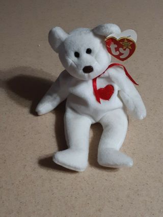Ty Valentino The Bear Beanie Baby With Brown Nose