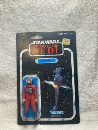 Vintage 80s Kenner Star Wars Rotj 77 A Back B - Wing Pilot Card Carded