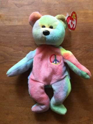 Peace Bear Ty Beanie Babies 4053 With Tag Errors 1997 Retired Uncirculated