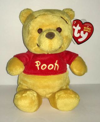 Ty Winnie The Pooh Bear Soft Version 5” Beanie Babies W/tag - Retired,  Htf - Cute
