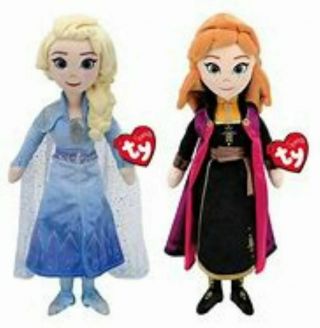 Disney Frozen Ii Elsa And Anna Princess Plush Dolls Nwt Ty Beanie Buddy