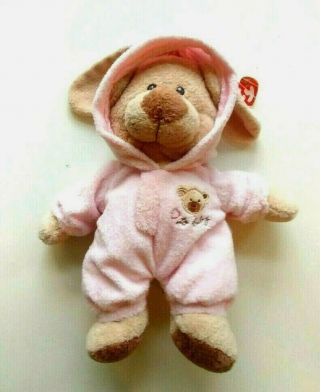 12  Ty Pluffies Pj Bear Pink Bunny Pajamas Plush Teddy Love To Baby 2005 W/ Tag