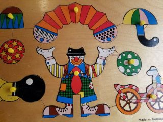 Vintage Wooden Puzzle Acre Toys 3690 Clown Made In Holland Ds2
