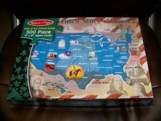 Map Of United States Of America Puzzle 19 " X 27 " Melissa & Doug 500 Piece