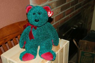 2001 Holiday Teddy The Christmas Bear - 13 " Ty Beanie Buddy - Retired Mwmt