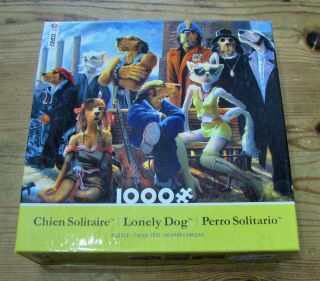 Ceaco Lonely Dog Cast & Crew Cats Dogs 1000 Jigsaw Puzzle 100 Complete 27 X 20