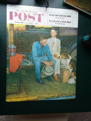 Complete Vintage Norman Rockwell Puzzle Off To College 500 Saturday Evening Post