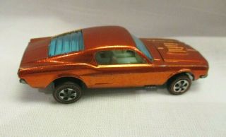 Vintage 1968 Hot Wheels Redline Custom Mustang Orange Mattel Usa Louvered Window