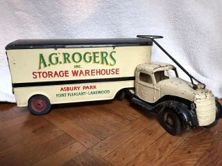 Rare Vintage Buddy L Moving Truck Toy - 1930s / 1940s Pressed Steel 29 In.