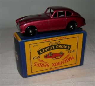 Rare Metallic Red.  1960s.  Matchbox.  Lesney.  53 Aston Martin Bpw Wheel.  Almint