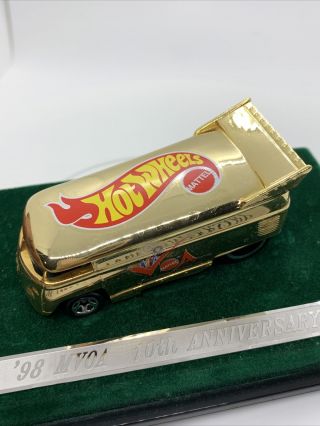 1998 Hot Wheels Mattel Employee Mvoa 10th Anniversary Gold Vw Drag Bus