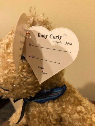 Ty Baby Curly Teddy Bear Tan 2nd Gen Classic Plush 12 " 1992 Soft Toy