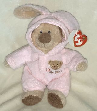 Ty Pluffies Love To Baby Bear Non Removable Pink Bunny Pj 8 " Soft Toy 2005
