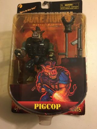 Duke Nukem Pigcop Pig Cop 1997 Resaurus 3d Realms Action Figure On Card