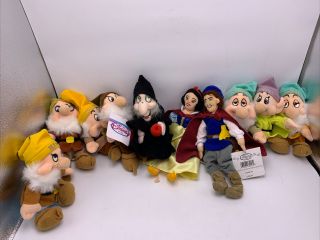 Disney Store Snow White Seven Dwarfs Mini Bean Bag & Dwarfs Witch Prince Bx52