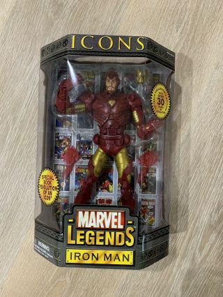 Toy Biz Marvel Legends Icons Iron Man Gold Variant 12 Inch Action Figure