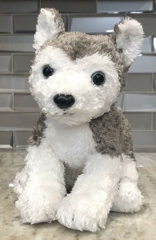 2001 Ty Slush Classic Gray & White 10” Husky Puppy Dog Stuffed Animal Plush