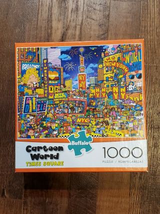 Cartoon World Time Square York City Nyc 1000 Piece Puzzle Buffalo Complete