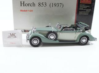 1937 Horch 853 Convertible 2 Tone Green Cmc 1:24 Scale M - 016