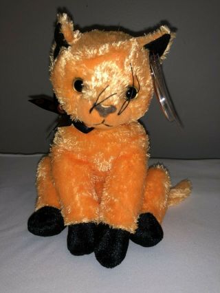 Rare & Retired Ty Beanie Baby Scared - E The Orange Halloween Cat 6 " Mwmt