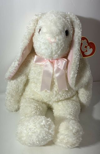Vintage Ty Classic Curly White Bunny Rabbit Plush 18” Beanie 1991