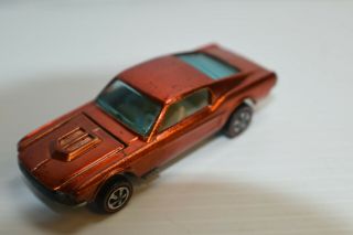 1968 100 Hot Wheels Redline Orange Custom Mustang W/ Louvered Window