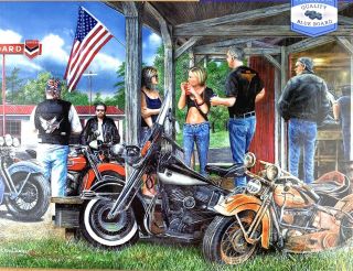 Motorcycles Rust In Peace 1000 Piece Puzzle 20x27 Milton Bradley