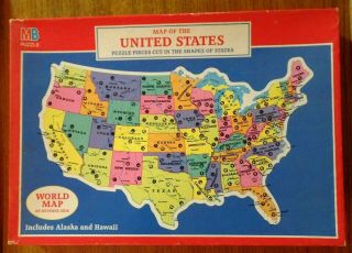 Vintage Milton Bradley Map Of The United States & World Map Puzzle 1988 Usa