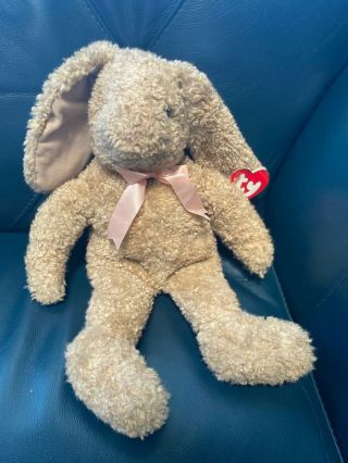 Ty Vintage Curly Bunny Rabbit Plush Tan Stuffed Animal Large 1991