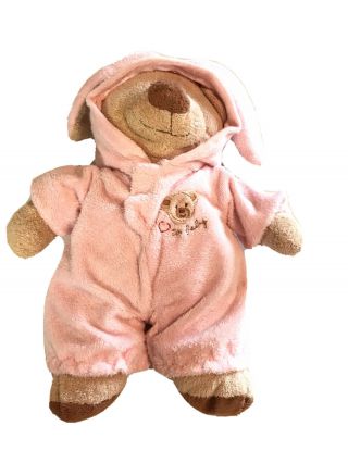 Ty Pluffies 12 " Pj Bear In Pink Bunny Pajamas Removable Love To Baby Plush 2004