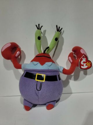 Ty Mr Krabs Crab - Spongebob Squarepants - 8’’ Beanie Babies W/tag - Retired,  Htf